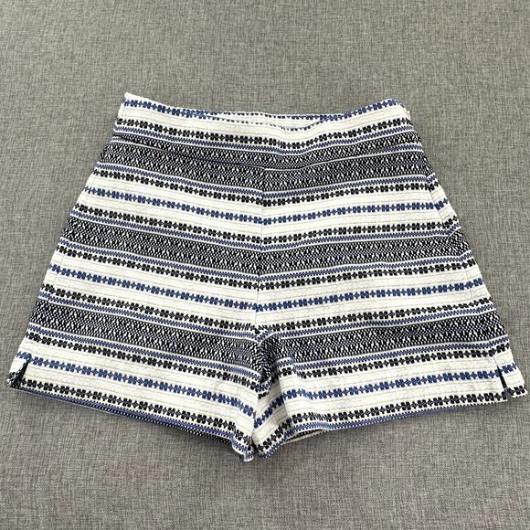 GAP Boho Shorts Striped Embroidered Side‎ Zipper Mid Rise Cotton Blend Size 4 - Picture 1 of 12